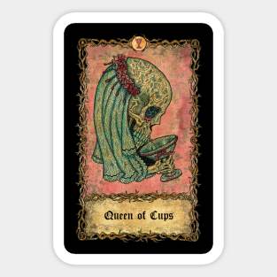 Queen Of Cups. Eternal Bones Tarot Design (Colorful) Sticker